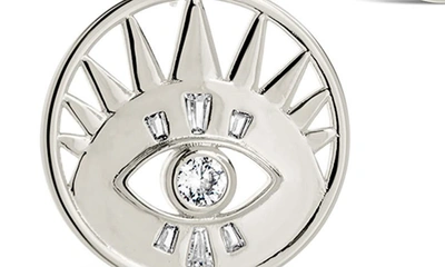 Sterling Forever Mahana Cz Evil Eye Disk Drop Earrings In Metallic