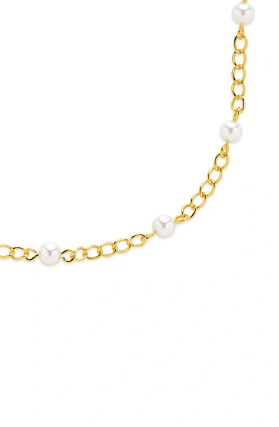 Sterling Forever Coast Imitation Pearl Anklet In Gold