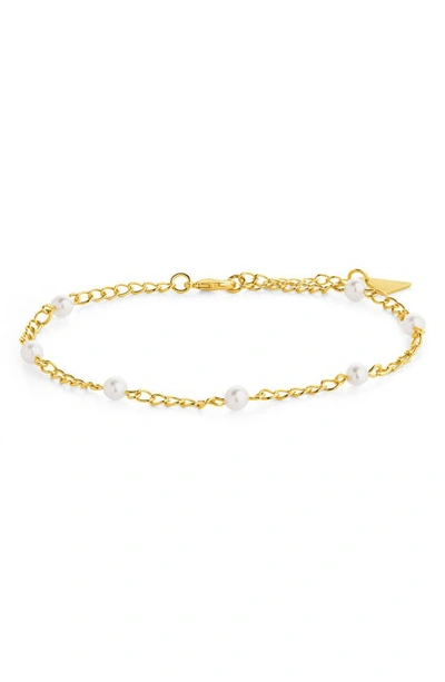 Sterling Forever Coast Imitation Pearl Anklet In Gold