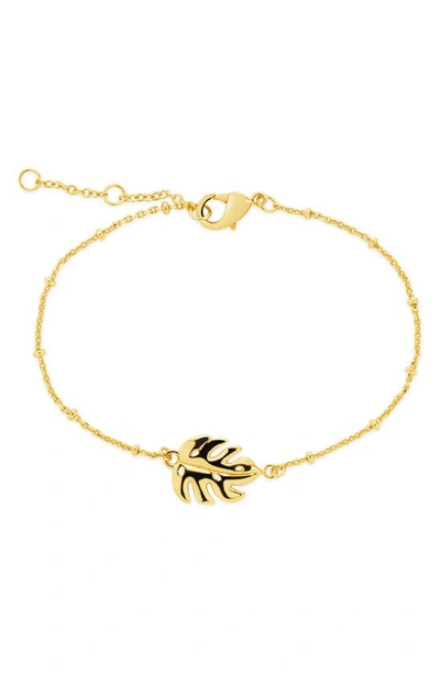 Shop Sterling Forever Keilani Leaf Bracelet In Gold