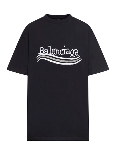 Shop Balenciaga Large Fit T-shirt Handdrawn Political Vint Jer In Black Silver White