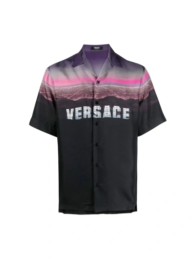 Shop Versace Informal Shirt Twill Silk Hollywood Print In Multicolor