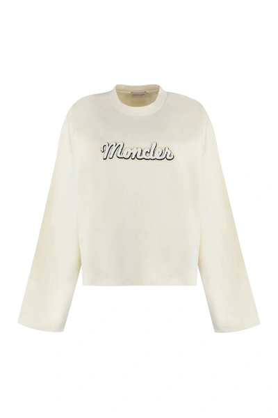 Shop Moncler Logo Detail Cotton Sweatshirt In 034
