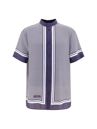 Shop Balmain Shirt In Blu/bianco