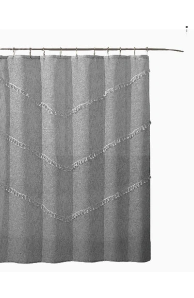 Shop Dainty Home Tassel Trim Shower Curtain In Silver