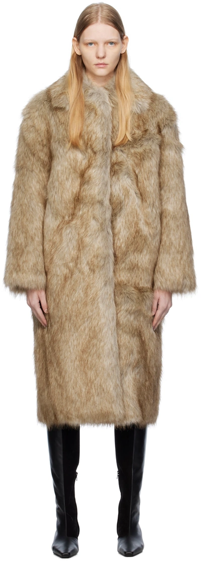 Shop Totême Beige Vented Faux-fur Coat In 072 Beige