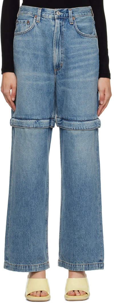 Shop Agolde Blue Risha Jeans In Memento