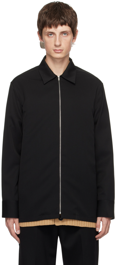 Shop Jil Sander Black Plastron Shirt In 001 - Black