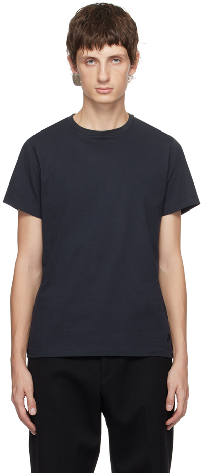 Shop Jil Sander Navy Embroidered T-shirt In 406 - Dark Blue
