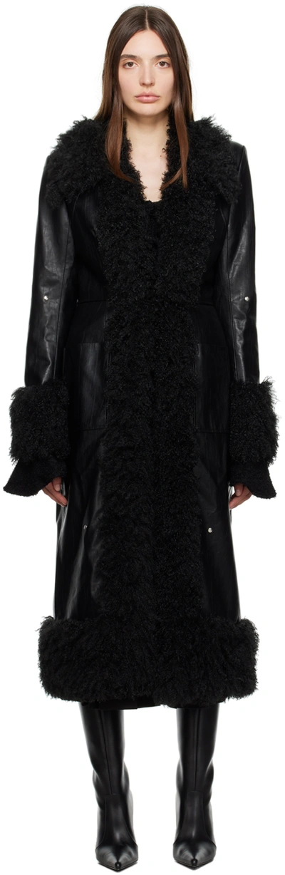 Shop Kijun Black Diane Faux-leather Coat