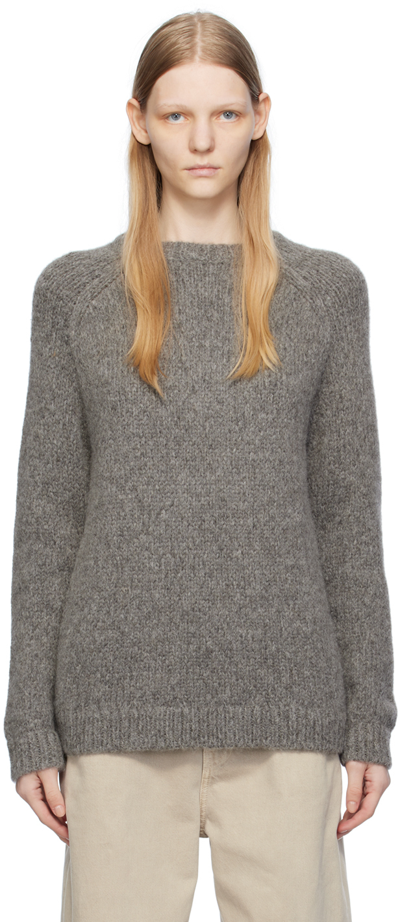 Shop Totême Gray Raglan Sweater In 074 Grey Melange