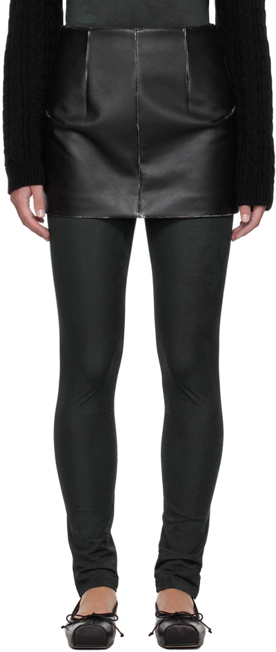 Shop Mm6 Maison Margiela Black Dart Leather Miniskirt In 900 Black
