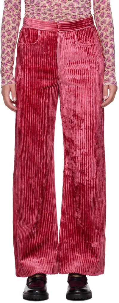 Isabel Marant High-waist Straight-leg Corduroy Trousers In 40ry Raspberry