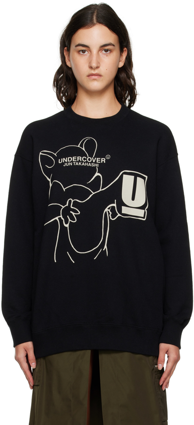 Shop Undercover Black Flocked Sweatshirt