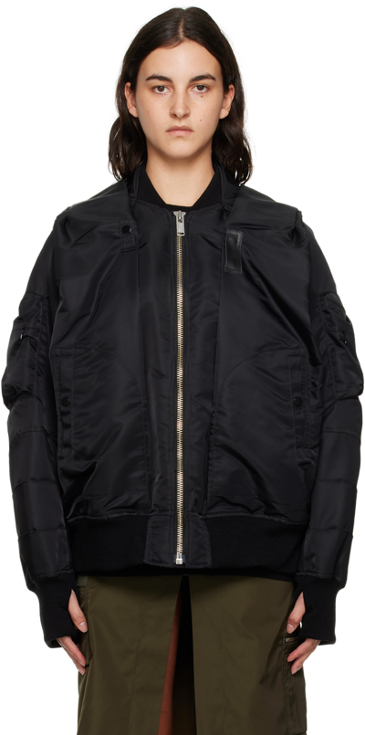 Shop Undercover Black Insulated Bomber Jacket