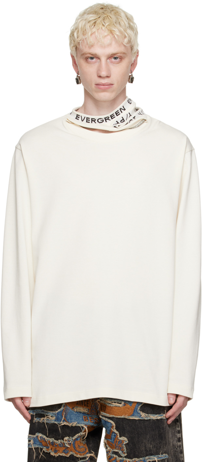Shop Y/project Off-white Triple Collar Long Sleeve T-shirt In Cream