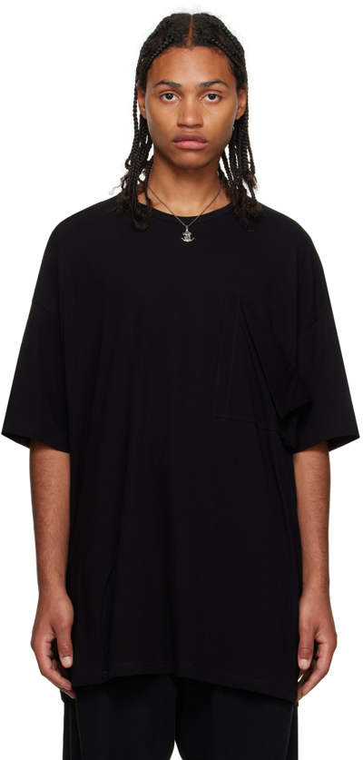 Shop Yohji Yamamoto Black Deconstructed Pocket T-shirt In 1 Black