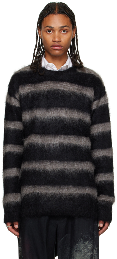Shop Yohji Yamamoto Black Striped Sweater In 2 Black