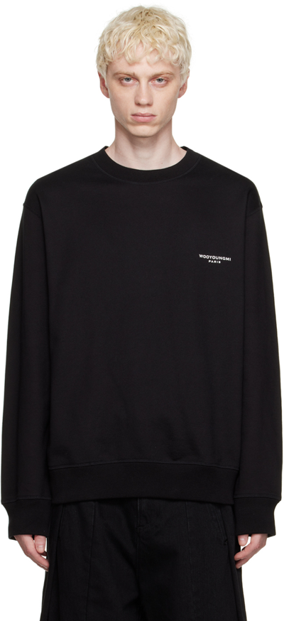 Shop Wooyoungmi Black Square Label Sweatshirt In Black 715b
