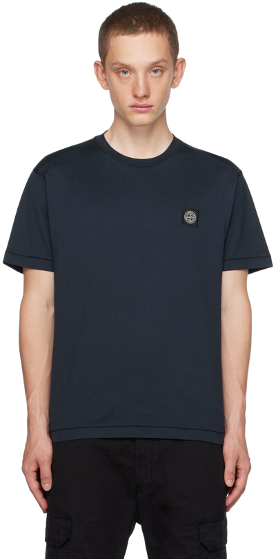 Shop Stone Island Navy Patch T-shirt In A0020 Navy Blue