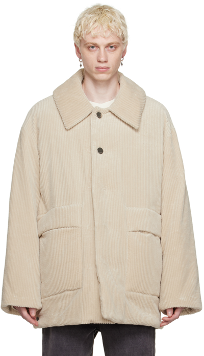 Shop Wooyoungmi Off-white Spread Collar Down Coat In Ivory 947i