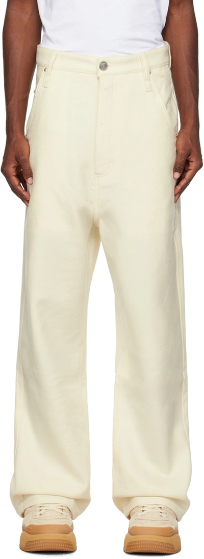 Shop Ami Alexandre Mattiussi Off-white Baggy Fit Trousers In Ivory/185