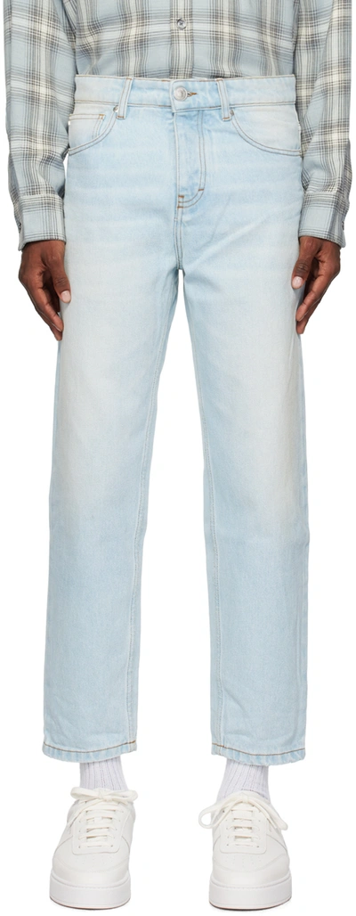 Shop Ami Alexandre Mattiussi Blue Tapered Jeans In Vintage Blue/483