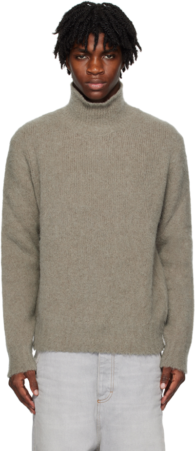Shop Ami Alexandre Mattiussi Taupe Hairy Turtleneck In Taupe/281