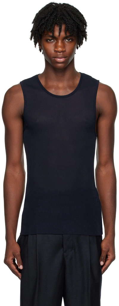 Ami Alexandre Mattiussi Long Tank Top In Night Blue.430