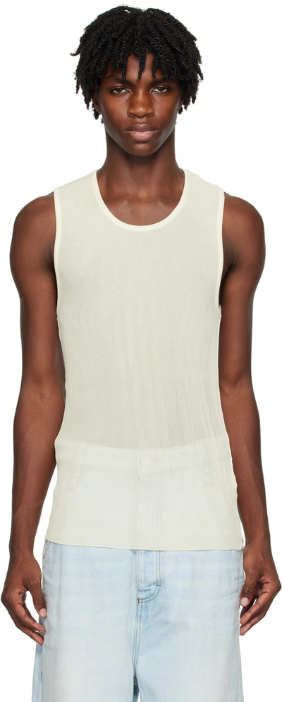 Shop Ami Alexandre Mattiussi Off-white Long Tank Top In Ivory/185