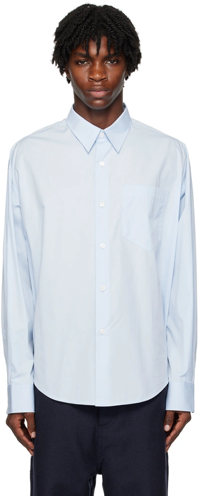 Shop Ami Alexandre Mattiussi Blue Boxy Fit Shirt In Feather Blue/439