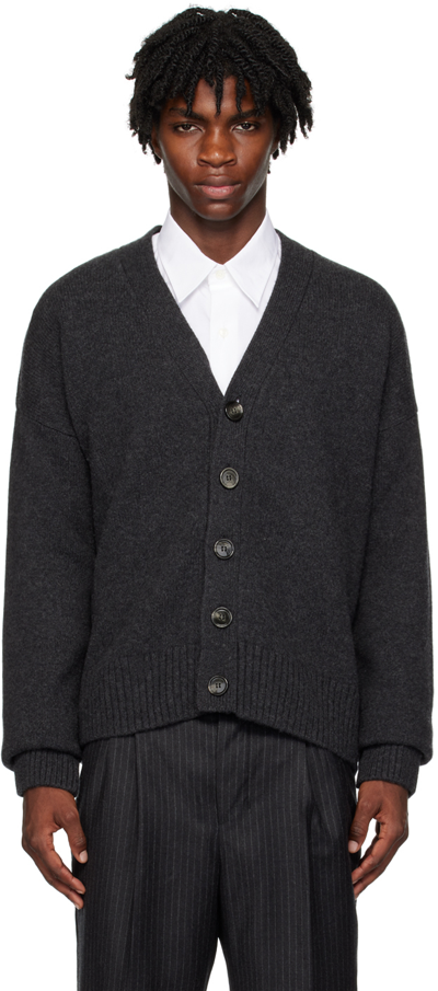 Ami Alexandre Mattiussi Gray Patch Cardigan In Heather Grey/087