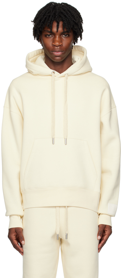 Shop Ami Alexandre Mattiussi Off-white Drawstring Hoodie In Ivory/185