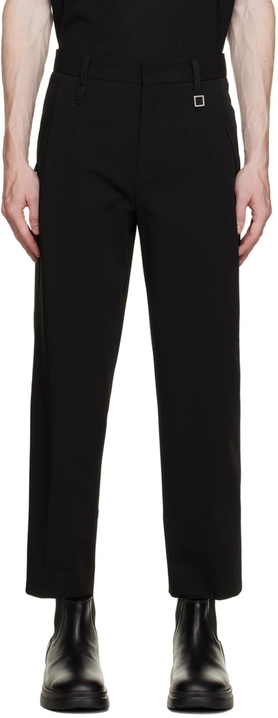 Shop Wooyoungmi Black Turn-up Trousers In Black 932b