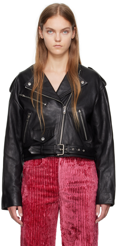 Shop Isabel Marant Black Audric Leather Jacket In 01bk Black