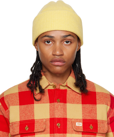 Shop Nudie Jeans Yellow Rib Beanie In Citra