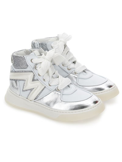 Acbc High-top Sneakers With Responsible Materials In Cream + Silver