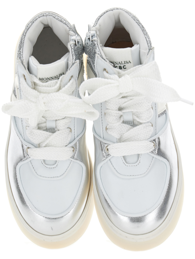 Shop Acbc High-top Sneakers With Responsible Materials In Cream + Silver