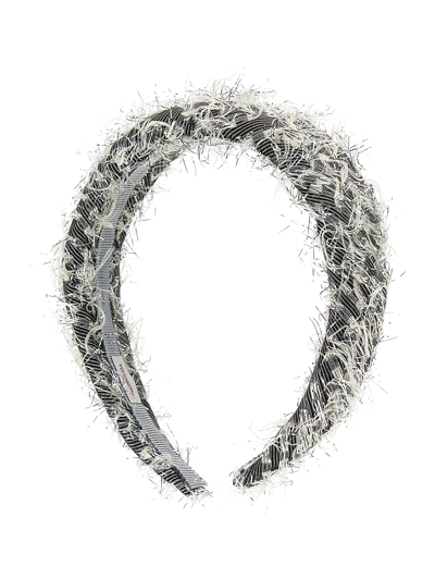 Monnalisa Lurex Fringe Headband In Silver