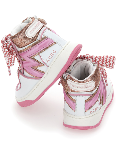 Acbc High-top Sneakers With Responsible Materials In Cream + Pink