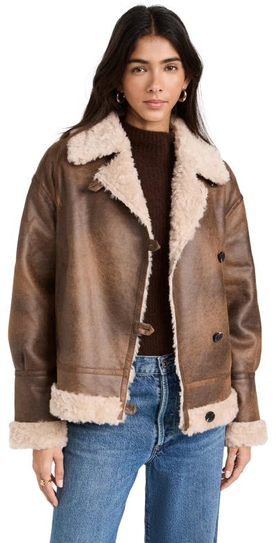 Shop Avec Les Filles Faux Fur Coat Brandy