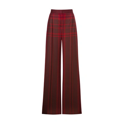 Shop Alberta Ferretti Tartan Wool Trousers In Rosso