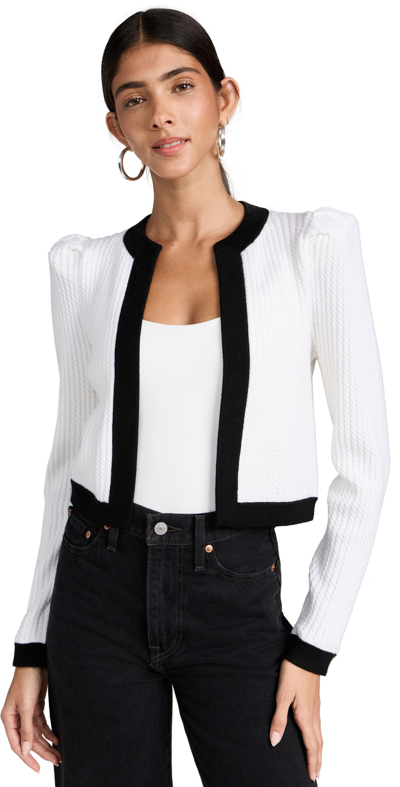 Shop Alice And Olivia Trina Cable Structured Cropped Cardigan Ecru/black