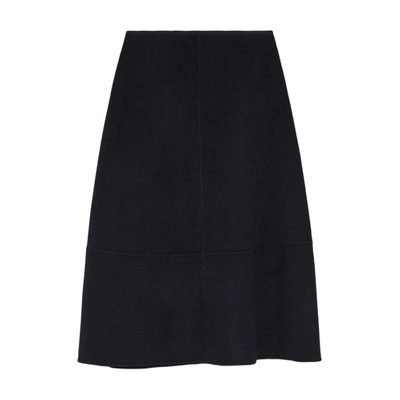 Shop Yves Salomon Cashmere Midi Skirt In Bleu_fonce