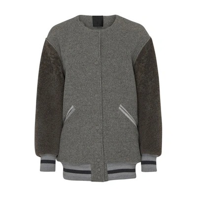 Shop Givenchy Oversized Varsity Jacket In Light_grey_melange
