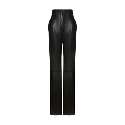 Shop Alberta Ferretti High-waisted Nappa Leather Trousers In Nero
