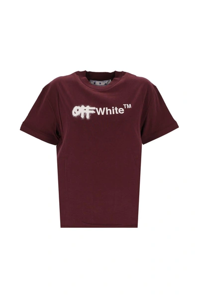 Shop Off-white Logo Printed Crewneck T-shirt In Red