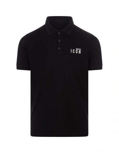 Shop Dsquared2 Be Icon Dyed Tennis Polo In Black In Nero