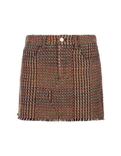 Shop Stella Mccartney Brown Wool Tweed Mini Skirt In Marrone