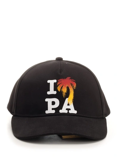 Shop Palm Angels I Love Pa Print Baseball Cap In Black